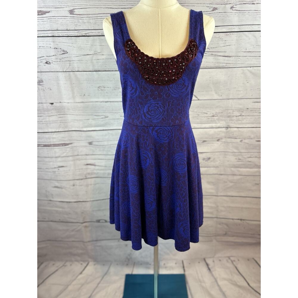 Free People Dress Small Gray Rock Princess Gray Tulle Fit Flare Beaded Neckline